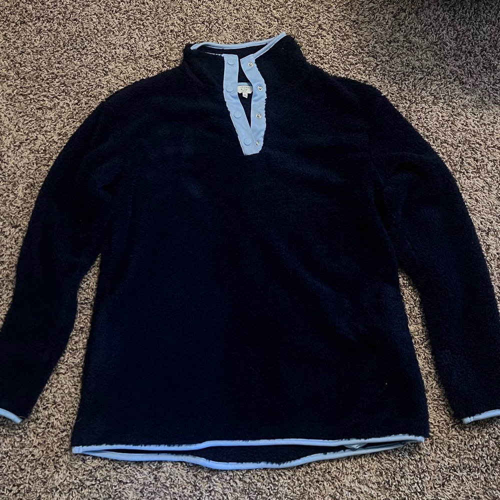 Crown and Ivy 1/4 Snap Pullover Navy Blue and Carolina Blue